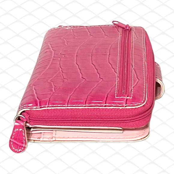 ROLFS Ladies NEW Tab Zip-Around FAUX Animal Skin Checkbook Wallet Fuchsia Pink - Picture 11 of 12